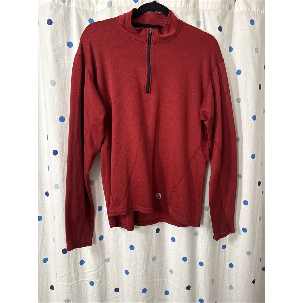 Mountain Hardwear Mens L Red 1/4 Zip Shirt Thermal Hiking Outdoor USA